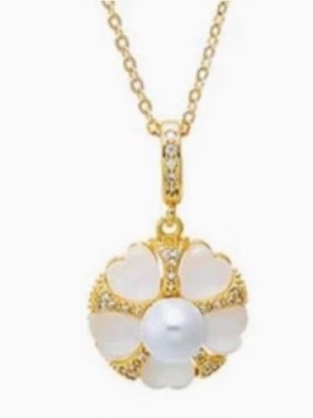 Adina Eden Mother-of-Pearl Clover Medallion Necklace 16-18” Sold Out Online